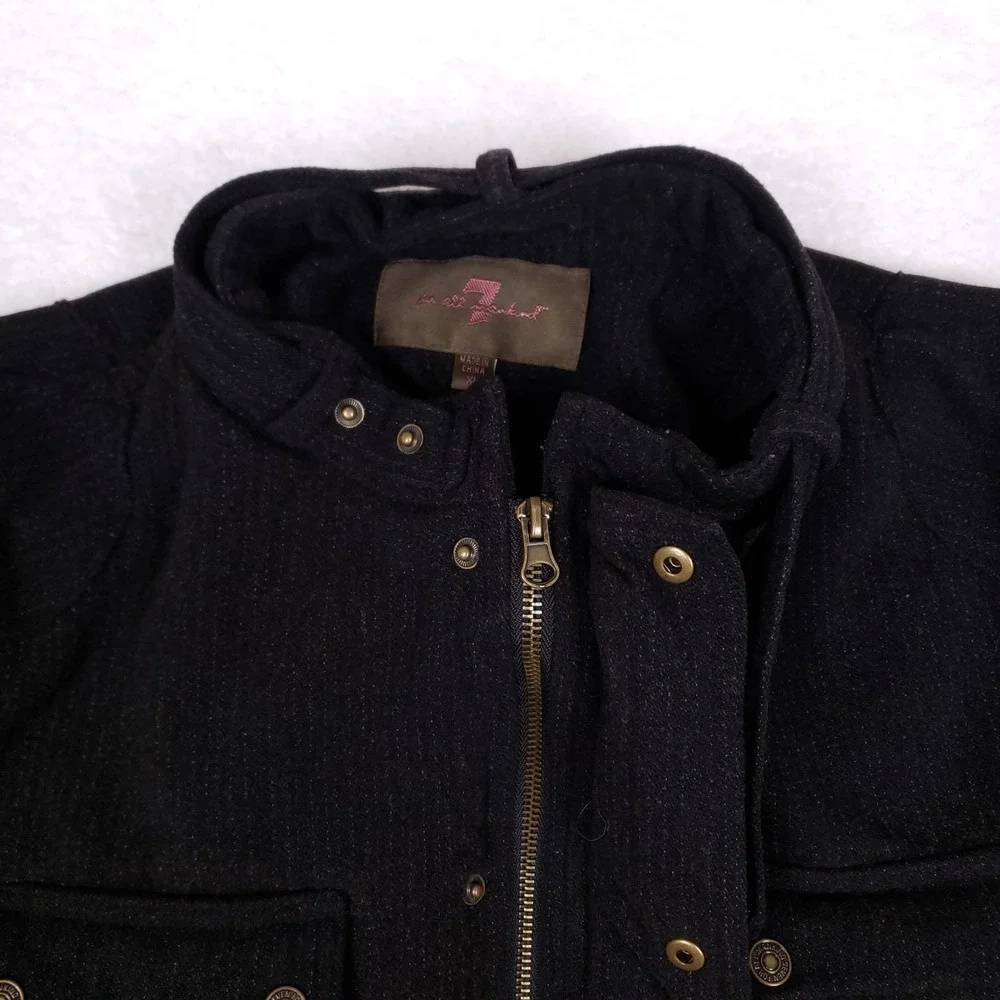 7 For All Mankind Wool Blend Utility Jacket Size‎ XL Black Rugged Luxe Outerwear